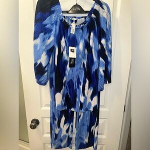 Joseph Ribkoff Blue and White Off-Shoulder set